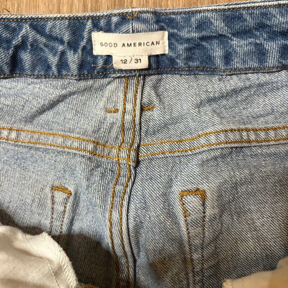 Good American Raw Hem Crop Jeans β’ Size 12 β’ 31W β’ Blue CC602TNA - Picture 3 of 8